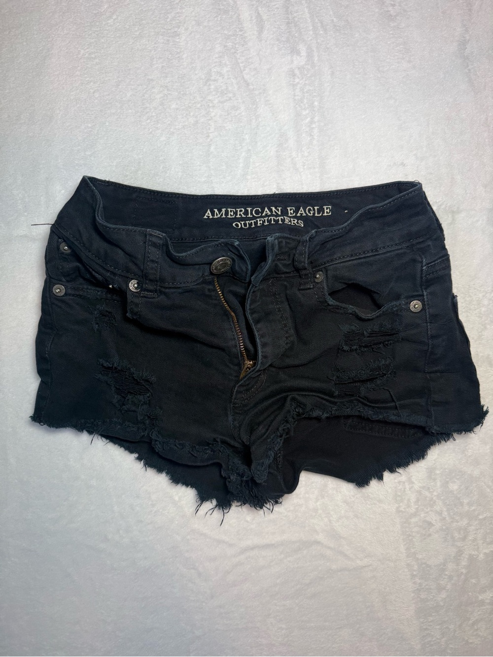 American Eagle Outfitters Black Ripped Denim Cutoff Shorts